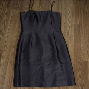 Pianoforte di MaxMara Vintage Brown Silk‎ Sleeveless Mini Dress Beaded Straps